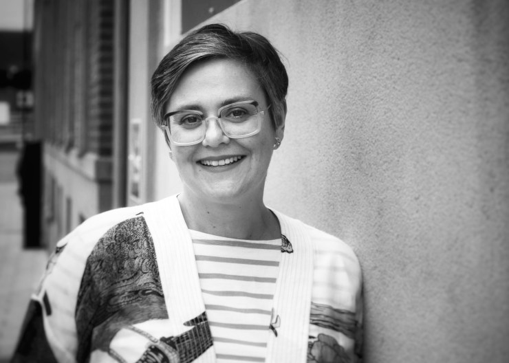 Black and white image of volunteer researcher Charlotte Bilby